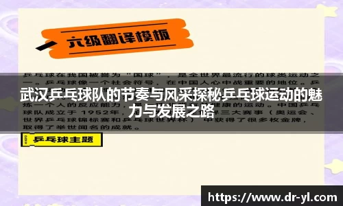 武汉乒乓球队的节奏与风采探秘乒乓球运动的魅力与发展之路